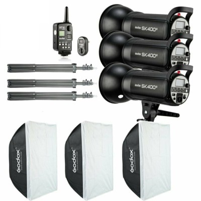 3x Godox SK400II 400Ws Studio Flash Strobe Light+Trigger+Softbox Kit 